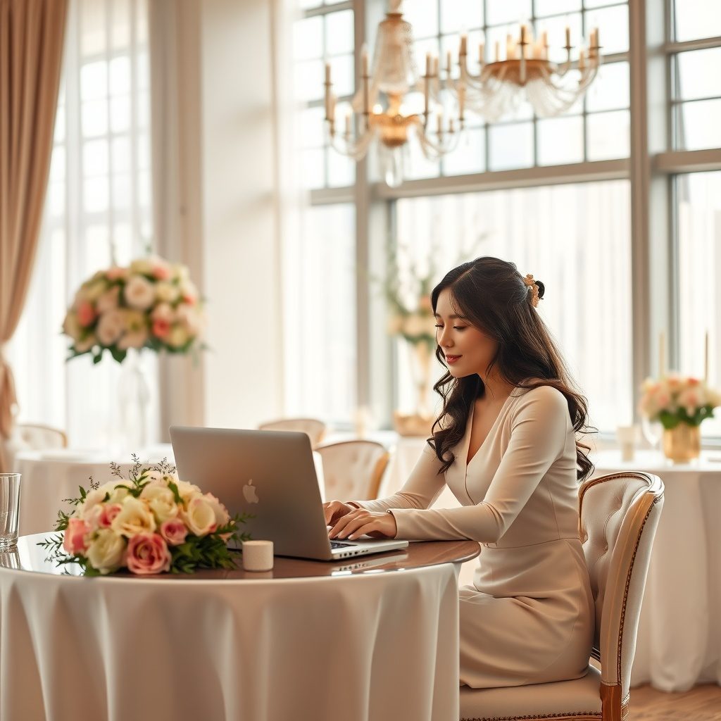 Beautiful wedding ceremony setup at Wedding Hall